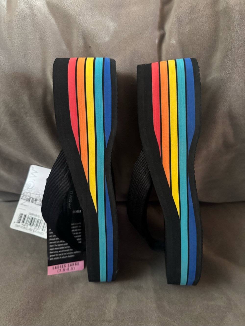 Rainbow 🌈  6 layer wedge Flip Flop Sandals with Rainbow Accent